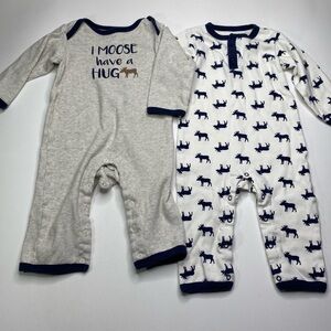 Charming Moose Print Kids Footies